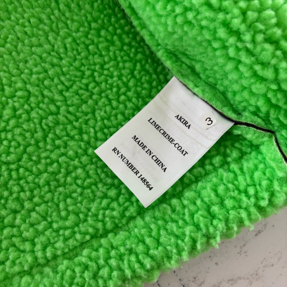 AKIRA Label La Vida Lime Crime Pleather Sherpa Coat Faux Leather Neon 💚 Size XL - Picture 12 of 16